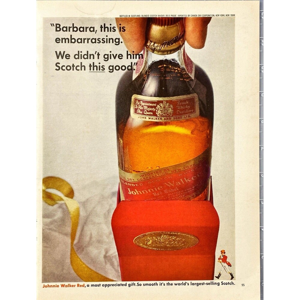 Johnnie Walker Red "A most appreciated Gift" Playboy Vintage Print Ad